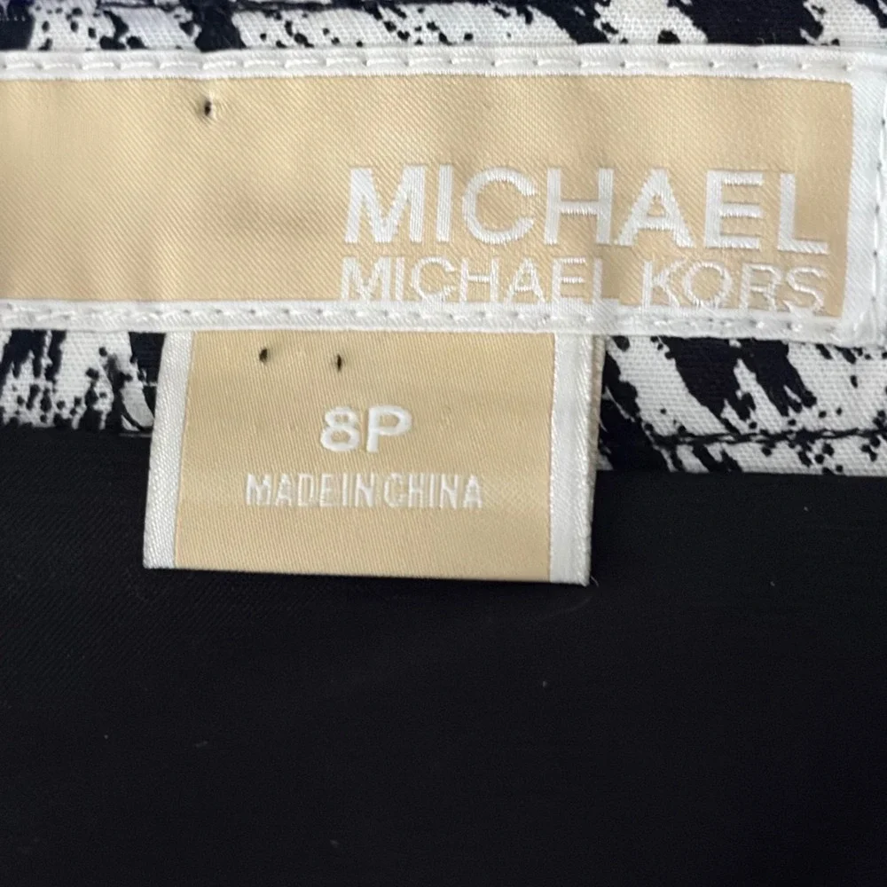 Michael Kors Animal Print Colorblock Mini Skirt Black White 8P Petite